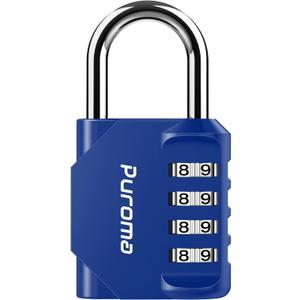 Puroma 1 Pack Combination Lock for Locker 4 Digit Outdoor Waterproof Padlock for School, Gym, Sports, Fence, Toolbox, Gate, Case, Outdoor, Hasp Storage, Cabinets (Blue)