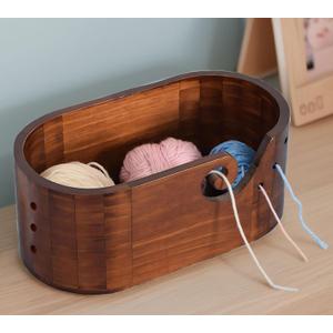 Extra Large Yarn Bowls for Crocheting, Wood Crochet Bowl for Yarn Large Storage Holder, 11.2x6.1x4.7 Wooden Yarn Bowl for Knitting, Christmas Gifts