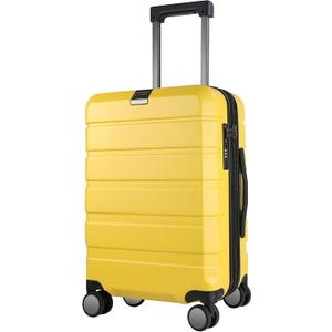 KROSER Hardside Expandable Carry On Luggage with Spinner Wheels & Built-in TSA Lock, Durable Suitcase Rolling Luggage with USB Port, Carry-On 20-Inch Yellow