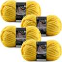 4-Pack Chunky Yarn for Crocheting Blankets & Big Projects - 14oz/ 152.8yd Total, Ultra Soft & Bulky Chenille Yarn, Perfect for Blankets, Amigurumi, Vivid Yellow