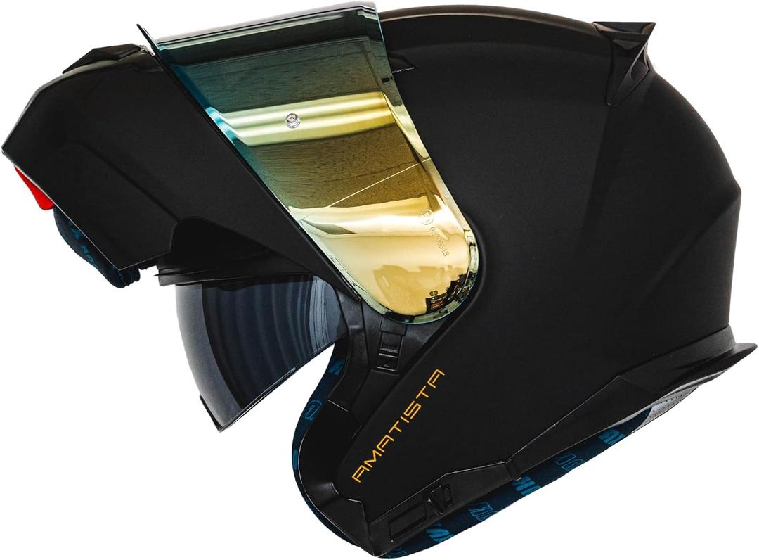 HAX Amatista Modular Flip-Up Dual Visor Motorcycle Helmet - DOT/ECE Approved, Lightweight, Comfortable, and Stylish Helmet for Men and Women (Matte Black Large)