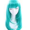 ROLECOS Womens Long Straight Party Wigs Synthetic Hair Wig Teal Green