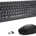 Wireless Keyboard and Mouse Combo for Windows, 2.4G Full-Sized External Cordless Computer Keyboard Mouse Combo for Laptop PC Desktop Chrome Mac, Number Pad 1600 DPI Silent Mouse USB Receiver (Black)