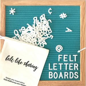 Felt Like Sharing Square Letter Board (Teal Felt - 10"x10") Changeable Message Board with 3 Sets of Felt Board Letters for Home, Office, & Aesthetic Room Decor Wall Letterboard Signs In Oak Frame