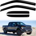 4PC Rain Guards for 04-14 Ford F150 SuperCab Extended Cab Window Visors for Vehicles w/ 2 Full-Size Front Doors & 2 Half-Size Rear Doors Deflectors Sun Shades Vent Tape On Out Channel