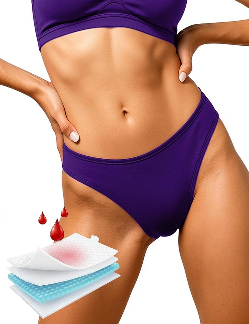 Period Swimwear for Teens Women Mid Waisted Swimsuit Bikini Bottom Bathing Suit Menstrual Swim Bottoms Underwear