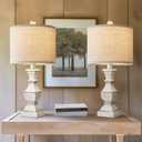 PoKat 20.5" Retro Table Lamps Set of 2 Nightstand Lamp for Bedroom Vintage Rustic Table Lamps for Living Room Traditional Nightstand Bedside Lamps, Suitable for Small Place, Antique Beige (10"D x 10"W x 20.5"H)