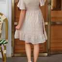 Blibean Tween Girls Summer Dresses Kids Polka Dot Dress Size 6-7 Years (Beige)