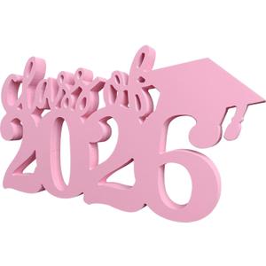 Pink Graduation Decorations 2026 Wooden Table Decor,Hollow Design Double Sided Class of 2026 Pink Graduation Party Centerpieces for Tables Congrats Grad Party Tabletopper