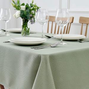 maxmill 2 Pack Jacquard Square Tablecloth Stain Resistant Spillproof Wrinkle Free Washable Soft Table Cloth, Decorative Fabric Table Cover for Dining Room, Indoor and Outdoor Use, 52 x 52 Inch Sage Green