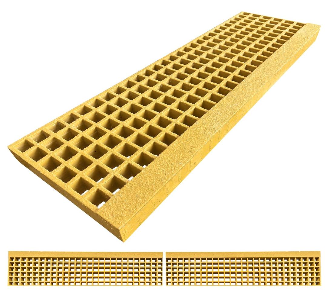 2 Pcs 39.2x10.7x1.5 Fiberglass Stair Tread Drain Grating Grit Top