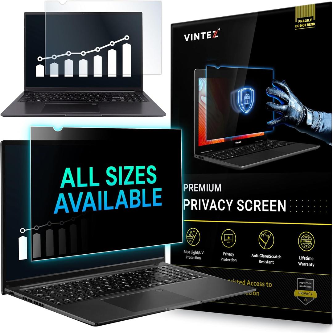 VINTEZ 15.6 Inch 16:9 Privacy Screen for Computer Monitor and Laptop - Anti Glare Protector Film Blue Light Filter Eye Protection - Computer Screen Privacy Shield [1 Pack]