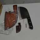 XYJ Authentic Since 1986,Outstanding Ancient Forging,6.7 Inch Full Tang,Serbian Chefs knife,Chef Meat Cleaver,Kitchen Knives,Set with Leather Sheath,Take Carrying,Butcher (Black)