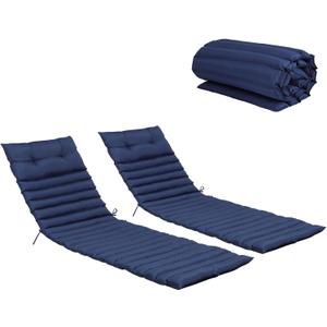 Only choice Chaise Lounge Cushion Outdoor Set of 2, Waterproof Lounge Chair Cushion with Headrest for Patio, Waterproof Fabric, 73" LX24 W (Navy Blue)