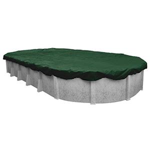 Pool Mate 12 x 24 ft Classic Green Winter Oval Pool Cover for Above Ground Pools, 4 ft Overlap (16 x 28 ft Cover Size), Solid 8 x 8 Scrim, 2.36 oz/ yd2,Style: 321224-4-PM