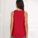 Smile Fish Women Crewneck Flowy Loose Fit Tank Top Sleeveless Summer Tops Shirts (Red, XL)