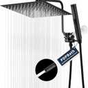 PDPBath All Metal Shower Head with Handheld Combo, 12" Rainfall Shower Head with Adjustable Extension Arm, High Pressure Handheld Wand with 79" Extra Long Hose, Upgrade 3-Way Diverter, Matte Black