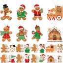 Funrous 24 Pcs Christmas Gingerbread Men Crafts Kit Make Your Own Gingerbread Man Hanging Ornaments DIY Arts and Crafts Christmas Tree Decor Stickers Xmas Holiday Winter Home Classroom Activities
