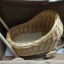Wicker Baby Carriage 18.11"L x 12.01"D x 18.5"H Flower Basket Cart with Wheels Natural Woven Rattan Floral Display Stroller Style for Wedding Baby Shower Bridal Party Garden Home Decor Photo Props