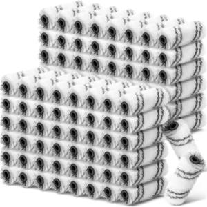 Leumoi 300 Pcs 4 Inch Mini Paint Roller Cover 1/2" Nap Small Microfiber Roller Covers Home Repair Tools House Household Supplies Kit (Gray, White)