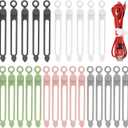 25 Pcs Silicone Cable Ties, Reusable Cable Straps Wire Organizer, Cable Management Cord Organizer for Fastening Earphone Phone Charger Home Office Desk Kitchen Appliances Cable Cords Wires