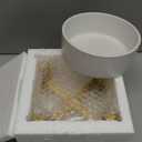 Elevated Ceramic Cat Bowl - Cat Food Bowl with Bamboo Stand - Raised Dog Dish for Puppies - Anti Vomiting, Stress Free - 13.5 oz / 400 ml - White (Small)