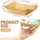 Oomcu 150 Pack 1/2 lb Disposable Kraft Brown Paper Food Boats Hot Dog Trays Bulk -Small Recyclable Serving Boats for Party Snacks, French Fries,Nachos, Tacos, BBQ,Take Out Food,Mini Pancakes Supplies