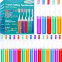 Navona 20 PCS Travel Toothbrush Set, Folding Mini Toothbrush, Potable Travel Size Toothbrushes, Medium Bristles, Individually Wrapped Bulk Toothbrushes for Camping, Hiking, School