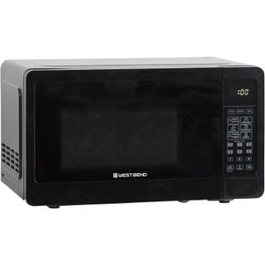 West Bend Microwave Oven 700-Watts Compact with 6 Pre-Set Cooking Settings, Speed Defrost, Electronic Control Panel and Glass Turntable, 0.7 Cu.Ft., Black