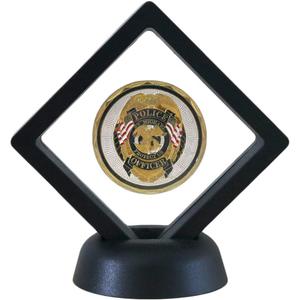 SH Challenge Coin Display Frame, 3D Floating Display Case Stand Holder, Medallion Medal Specimen Military Coin Clear Box (Black)