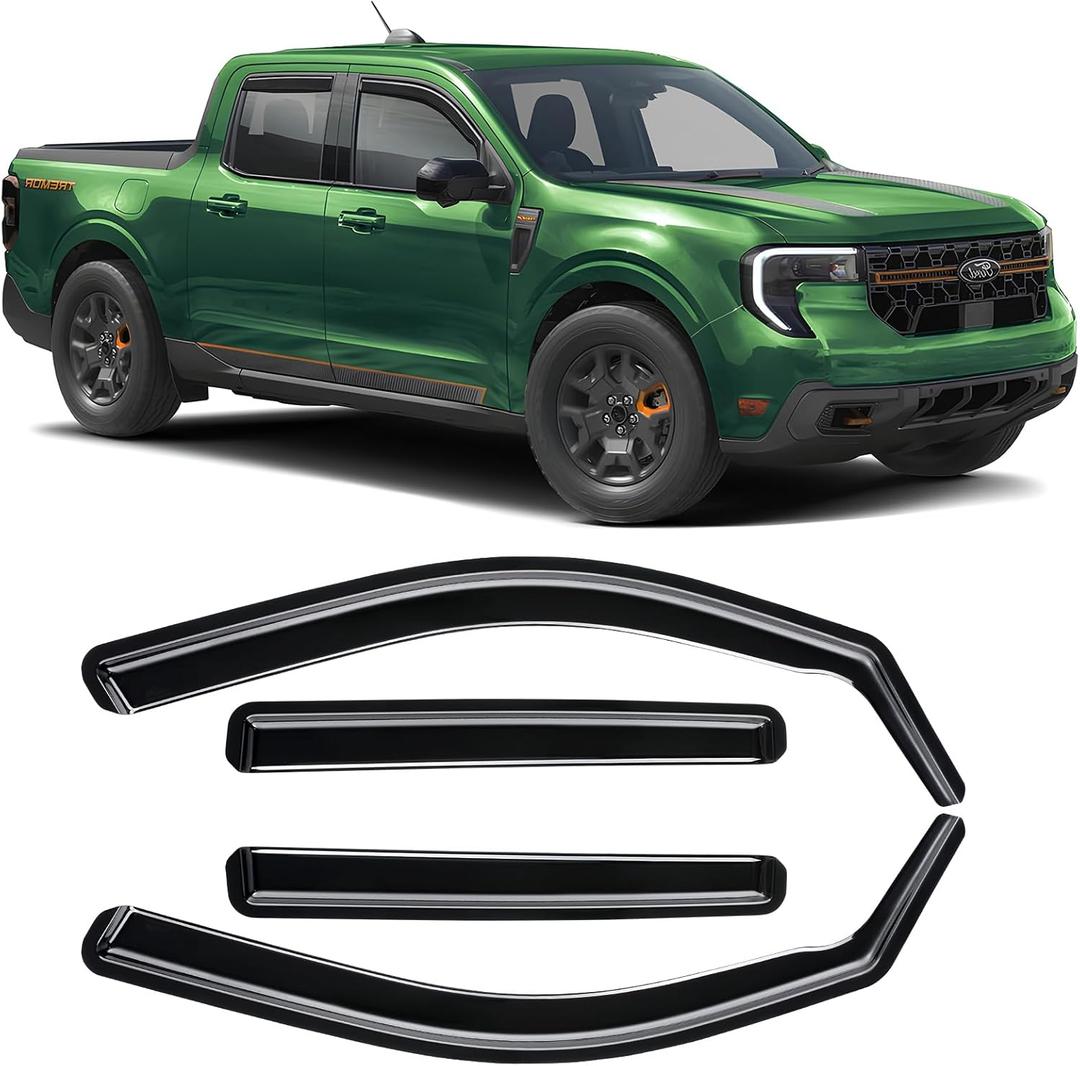 in-Channel Rain Guards Compatible with Ford Maverick 2022-2026 Durable Side Windows Wind Sun Deflectors 2022 2023 2024 2025 2026 Maverick Window Rain Guard Black 4 PCS
