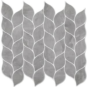 Tilingview 10 Pcs Leaf Design Peel and Stick for Kitchen Backsplash, Premium Self-Adhesive Tiles Wall Stickers (Dark Gray) (12"x12"x0.04")
