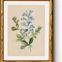 InSimSea Gold Bamboo Framed Canvas Wall Art, Vintage Rosa Chiba Flower Botanical Prints, Farmhouse Picture Frame with Mat, Victorian Home Wall Decor for Kitchen Living Room Bedroom, 11x14inch