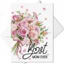 Artoid Mode 24 Pack Rose Bouquet Best MOM Ever Mother's Day Cards Gift With Envelope & Stickers Blank Note Greeting Cards, 5 x 7 Inch
