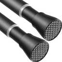 2PCS Black Tension Rods for Windows 28 to 48 Inch Adjustable Curtain Rod 7/8" Diameter Rust-Free Spring Tension Curtain Rod No Drilling Small Shower Rods for Bathroom Doorway Kitchen Closet