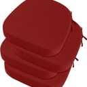 idee-home Outdoor Chair Cushions Set of 4, 17" x 17" x 3" Thick D-Shaped Patio Furniture Outdoor Seat Cushions Waterproof with Ties, Dining Pads (Spice)