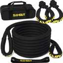 Samout Kinetic Recovery Rope (48000Lbs 1in x 20ft) + 2PCS Synthetic Soft Shackle, Extreme Duty 30% Elasticity Energy Snatch Strap for 4x4 Offroad Vehicle
