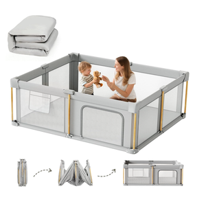Foldable Baby Playpen with Mat, 71x59 Foldable Play Pen for Babies and Toddlers, Baby Playpen with Portable Design, Collapsible Play Yard for Fence Indoor and Outdoor