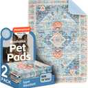 Washable Pee Pads for Dogs, 2 Pack Reusable Puppy Training Pads 72"x72" Super Absorbent Waterproof Dog Training Pads, Non-Slip Potty Pads, Whelping Pads Litter Mat Blue/Mix