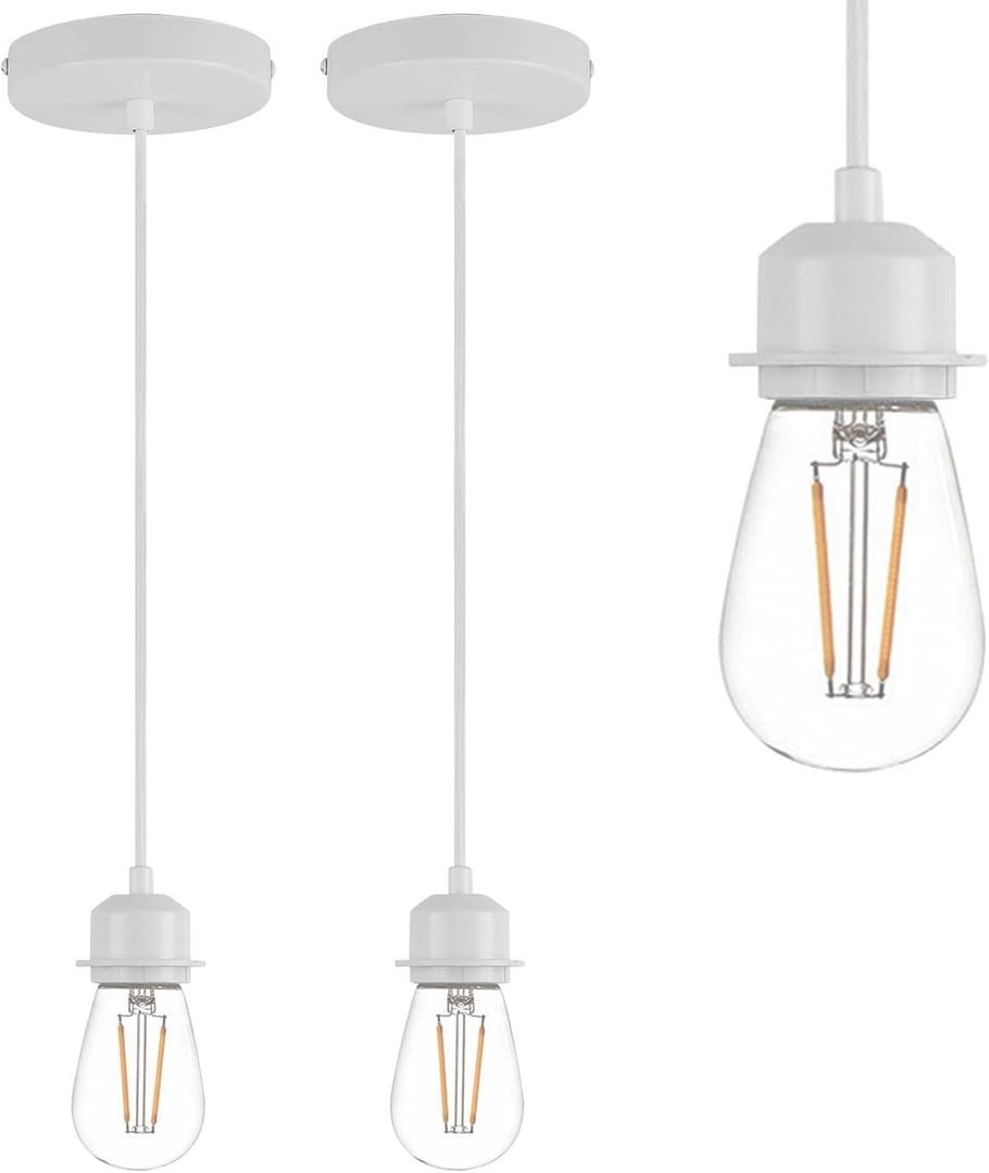 2 Pack Vintage Pendant Light Kit, Farmhouse E27 Base Industrial Lamp Lantern Socket Canopy Kit Cord Holder, DIY Hanging Light Ceiling Lighting Fixture for Kitchen Island Corridor Bar Cafe