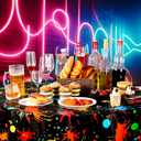 Tioncy 3 Pack Glow Party Table Covers Neon Round Tablecloths 84 84 Inch Disposable Plastic Paint Splatter Birthday Party Table Cloth for Glow in The Dark Black Light Supplies