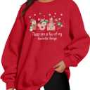 MYHALF Christmas Sweatshirt Women Xmas Shirts: Oversized Merry Christmas Crewneck Sweater Funny Magical Snowman Graphic Tops (Red, L)