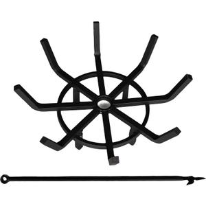 Inch Log Grate Wrought Iron Fire Pit Round Spider Wagon Wheel Firewood Heavy Duty 0.9in Bar Fireplace Stove Burning Rack Holder 4Legs Chimney Hearth Kindling Stacking BG275 (20 Inch)
