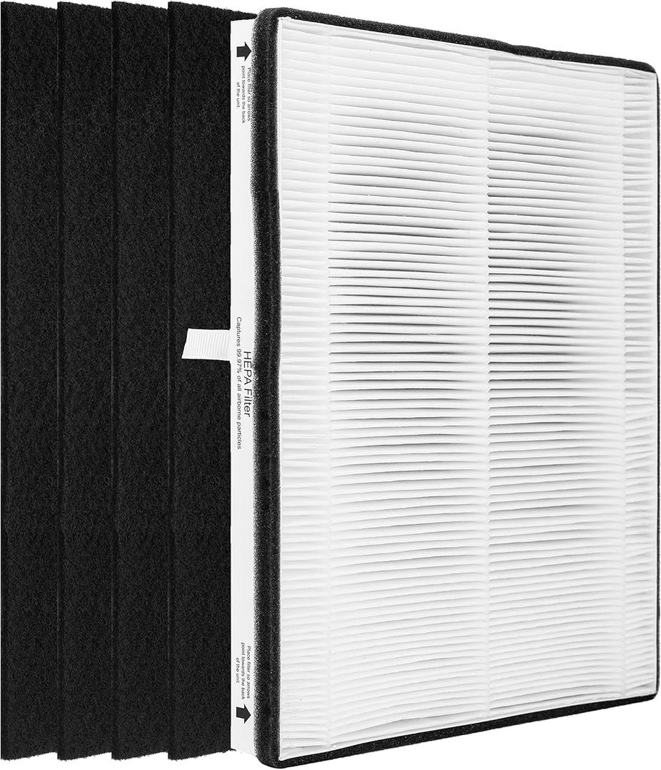 Hichoryer MD1-0022 Replacement Filter, Compatible with Vornado Air Purifier Models AC300, AC350, AC500, AC550, PCO200, PCO300 and PCO500, 1 HEPA Filter MD1-002 + 4 Pre-Filter MD1-0023