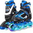 MammyGol Adjustable Inline Skates for Kids Boys Girls Youth Blades Roller Skates with Light up Wheels Ages 4-16, Size 10C-13 C