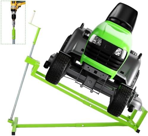 Zevemomo Lawn Mower Lift Jack, Foldable Lift for Riding Lawn Mowers, Mower Jack with Manual and Electric Dual Handles, 900Lbs Weight Capacity
