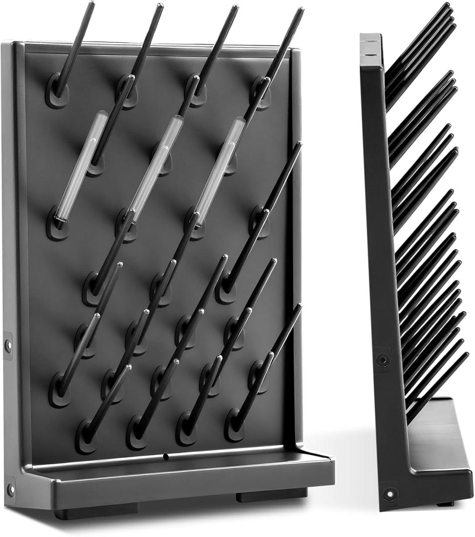 Pushglossy 1 Pcs 27 Pegs Lab Drying Racks Single Sided Pegboard Bench-top Wall-Mount Laboratory Glassware PP Test Tube Drying Draining Rack Cleaning Equipment Detachable