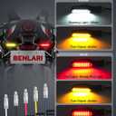 Benlari 4PCS Flowing Motorcycle Turn Signals With Running Lights, Front & Rear Turn Signal Brake Light 12V Fit for Harley Honda Yamaha Triumph, White/Red/Amber