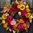 24 Inch Fall Wreath for Front Door, Artificial Harvest Fall Wreath