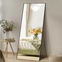 DUMOS 64"x21" Full Length Mirror with Stand, Full Body Floor Mirror | Free Standing or Wall Mount, Nano Glass Aluminum Frame, Hanging or Leaning, Modern Simple Home Decor, Black